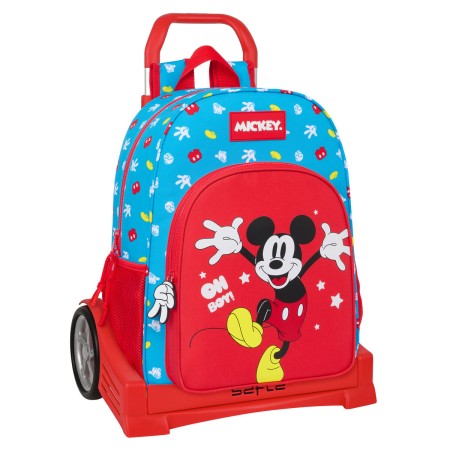 Mochila Escolar con Ruedas Mickey Mouse Clubhouse Fantastic Azul Rojo 33 x 42 x 14 cm