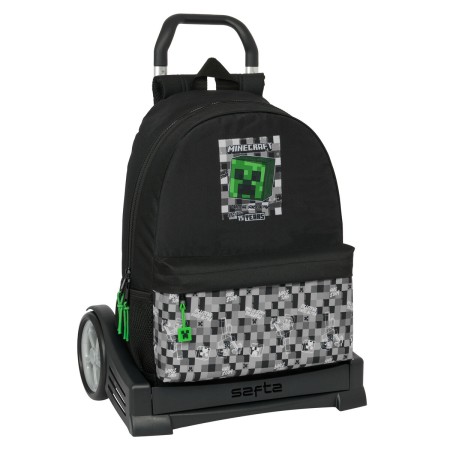 Mochila Escolar con Ruedas Minecraft Negro Verde Gris 30 x 46 x 14 cm