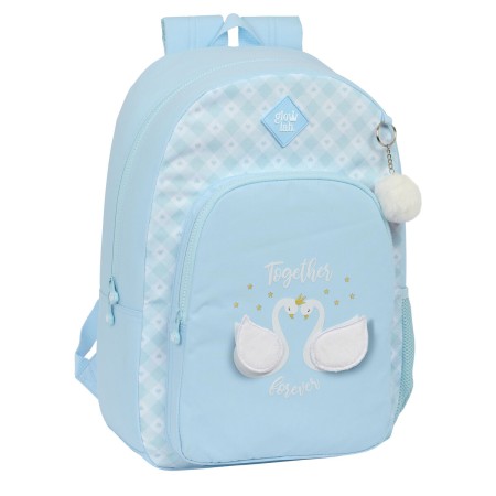 Mochila Escolar Glow Lab Cisnes Azul 30 x 46 x 14 cm