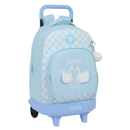 Mochila Escolar con Ruedas Glow Lab Cisnes Azul 33 X 45 X 22 cm