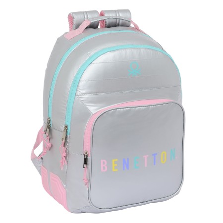 Cartable Benetton Silver Rembourré Argenté 32 x 42 x 15 cm
