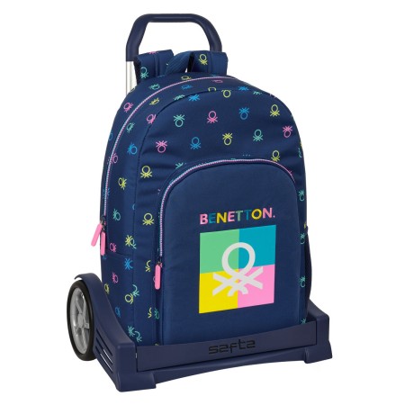Cartable à roulettes Benetton Cool Blue marine 30 x 46 x 14 cm