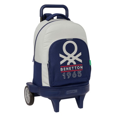 Cartable à roulettes Benetton Varsity Gris Blue marine 33 X 45 X 22 cm