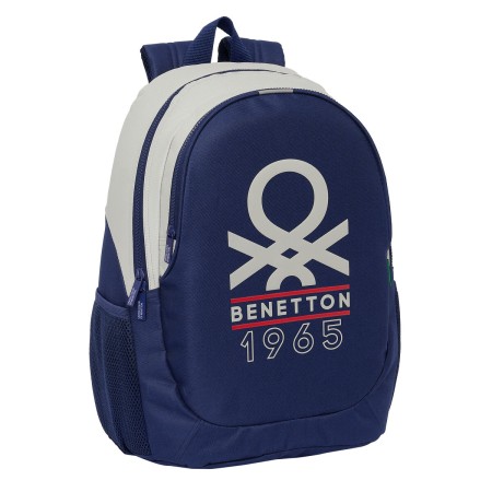 Cartable Benetton Varsity Gris Blue marine 32 x 44 x 16 cm