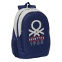 Cartable Benetton Varsity Gris Blue marine 32 x 44 x 16 cm