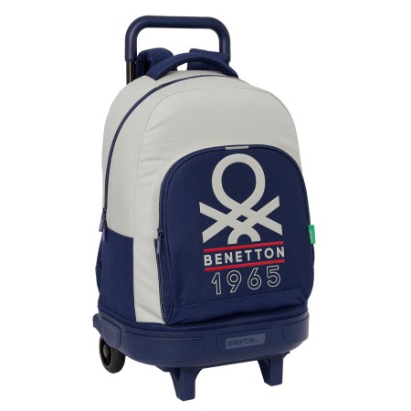 Cartable à roulettes Benetton Varsity Gris Blue marine 33 X 45 X 22 cm