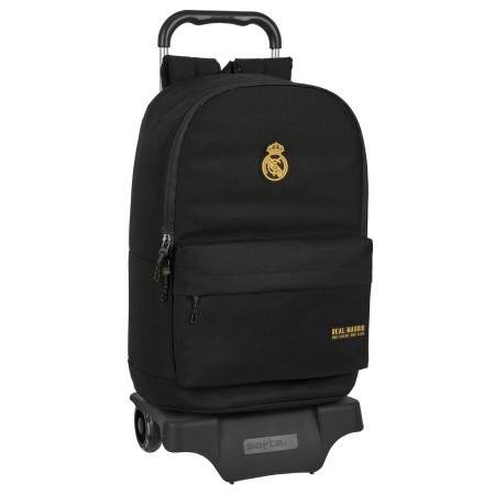 Mochila Escolar con Ruedas Real Madrid C.F. Negro 31 x 47 x 15 cm