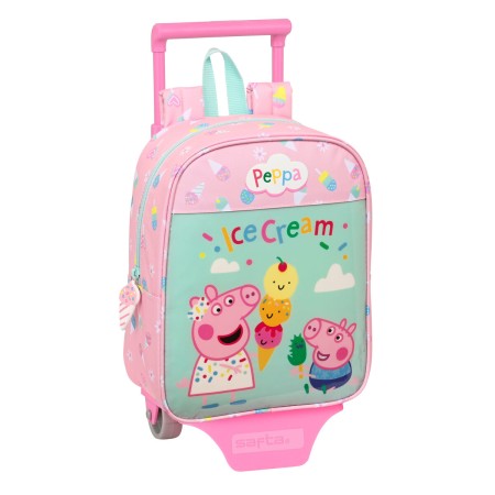 Cartable à roulettes Peppa Pig Ice cream Vert Rose 22 x 27 x 10 cm