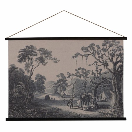 Decoración de Pared Tapiz Negro Taupé Cáñamo Madera de abeto Tejido 124 x 1,7 x 86 cm