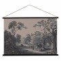 Décoration murale Tapisserie Noir Taupe Chanvre Bois d'épicéa Tissu 124 x 1,7 x 86 cm
