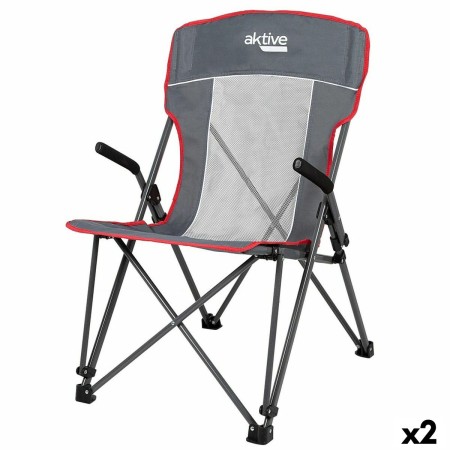 Silla de Camping Plegable Aktive Gris 59 x 97 x 68 cm (2 Unidades)