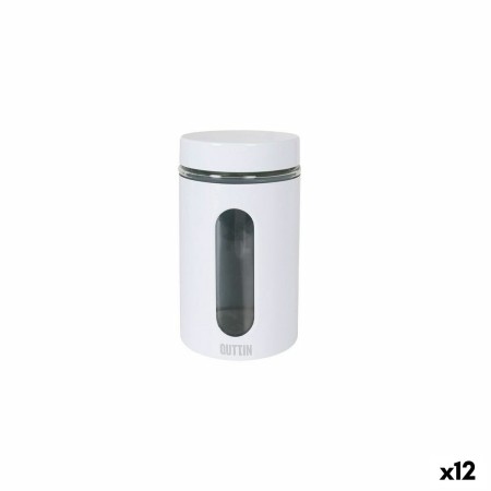 Bocal Quttin Blanc verre Acier 1 L 10 x 10 x 17,5 cm (12 Unités)