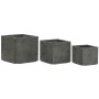 Set de pots de fleurs Home ESPRIT Gris foncé Fibre de Verre Magnésium 44,5 x 44,5 x 43 cm (3 Unités)