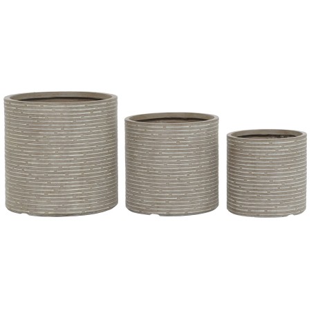 Set de Maceteros Home ESPRIT Beige Fibra de Vidrio Magnesio 44,5 x 44,5 x 43 cm (3 Unidades)