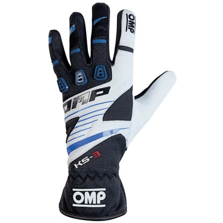 Gants de karting pour enfants OMP KS-3 Noir/bleu/blanc 4