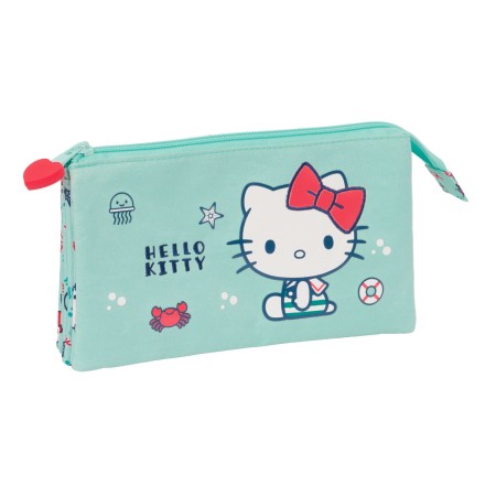 Trousse Fourre-Tout Double Hello Kitty Sea lovers Turquoise 22 x 12 x 3 cm