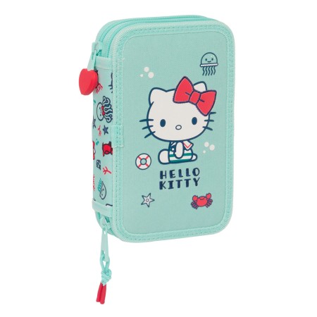 Plumier Doble Hello Kitty Sea lovers Turquesa 12.5 x 19.5 x 4 cm (28 piezas)