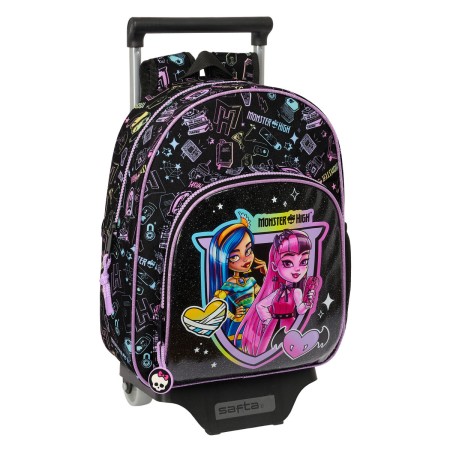 Mochila Escolar con Ruedas Monster High Negro 28 x 34 x 10 cm