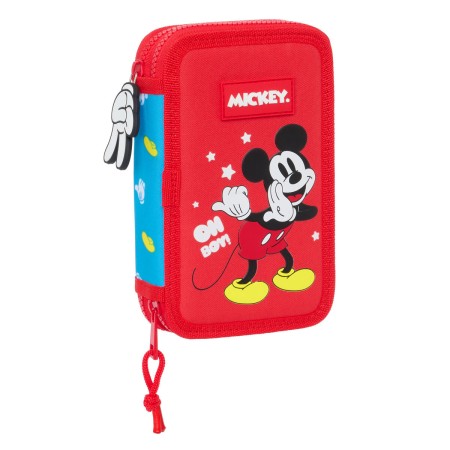 Plumier double Mickey Mouse Clubhouse Fantastic Bleu Rouge 12.5 x 19.5 x 4 cm (28 Pièces)