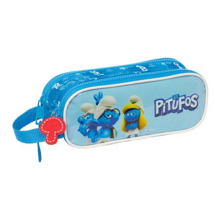 Trousse Fourre-Tout Double Los Pitufos Bleu 21 x 8 x 6 cm