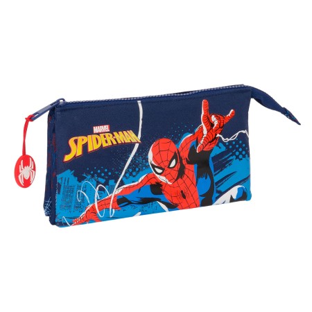 Portatodo Doble Spider-Man Neon Azul marino 22 x 12 x 3 cm