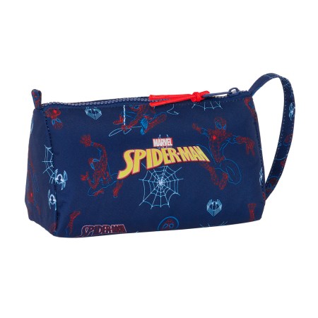 Trousse Scolaire avec Accessoires Spider-Man Neon Blue marine 20 x 11 x 8.5 cm (32 Pièces)