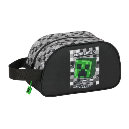 Neceser Escolar Minecraft Negro Verde Gris 26 x 15 x 12 cm