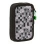 Plumier Doble Minecraft Negro Verde Gris 12.5 x 19.5 x 4 cm (28 piezas)