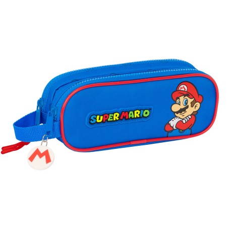 Trousse Fourre-Tout Double Super Mario Play Bleu Rouge 21 x 8 x 6 cm