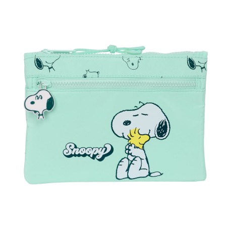 Estuche Escolar Snoopy Groovy Verde 23 x 16 x 3 cm