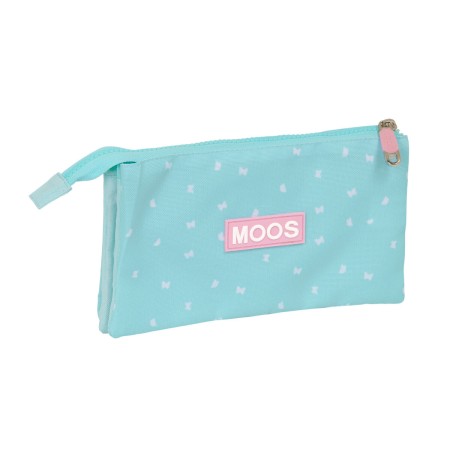 Trousse Fourre-Tout Triple Moos Butterflies Bleu clair 22 x 12 x 3 cm