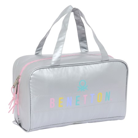 Trousse de Toilette Benetton Silver Rembourré Argenté 31 x 14 x 19 cm