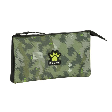 Trousse Fourre-Tout Triple Kelme Travel Noir Vert 22 x 12 x 3 cm