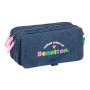 Trousse Fourre-Tout Triple Benetton Denim Bleu 21,5 x 10 x 8 cm