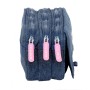 Trousse Fourre-Tout Triple Benetton Denim Bleu 21,5 x 10 x 8 cm