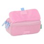 Trousse Fourre-Tout Triple Benetton Pink Rose 21,5 x 10 x 8 cm