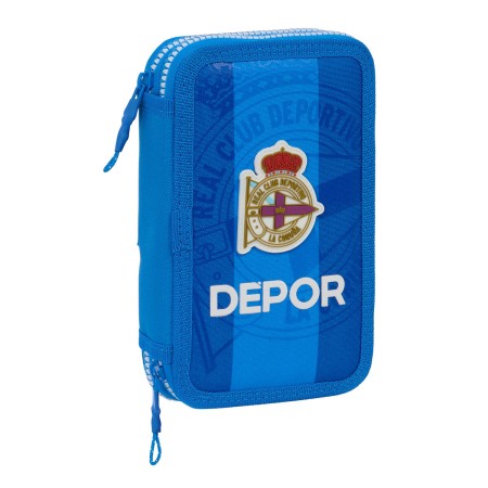 Plumier Doble R. C. Deportivo de La Coruña Azul 12.5 x 19.5 x 4 cm (28 piezas)