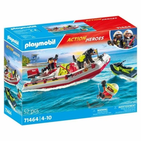 Playset Playmobil Action Heroes - Fireboat and Water Scooter 71464 52 Piezas
