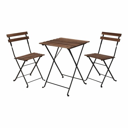 Ensemble Table + 2 Chaises IPAE Progarden Pliable Bois d'acacia Noir Naturel (3 Pièces)