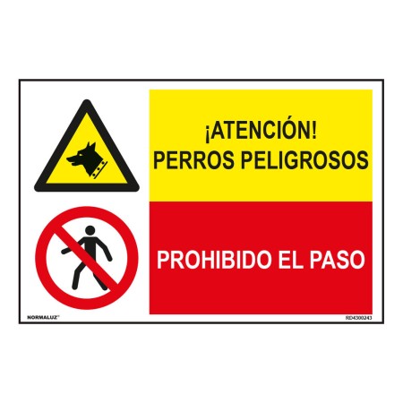 Panneau Normaluz Perros Peligrosos / Prohibido El Paso 60 x 40 cm