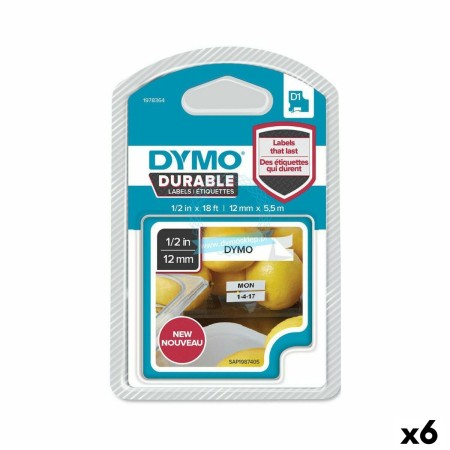 Ruban de transfert thermique Dymo Blanc Noir 12 x 5,5 mm (6 Unités)
