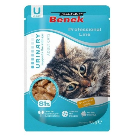 Aliments pour chat Super Benek Urinary Veau Oiseaux Cochon 100 g