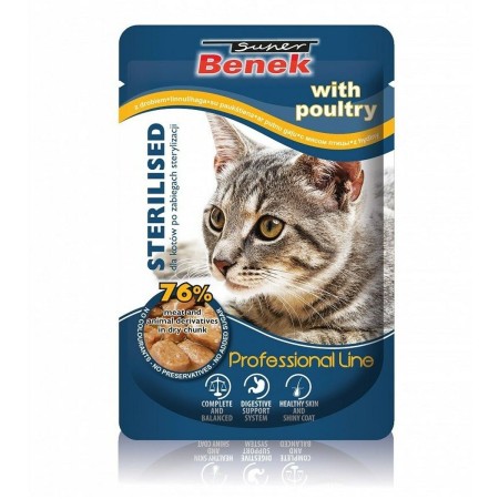 Aliments pour chat Super Benek Sterilised Oiseaux 100 g