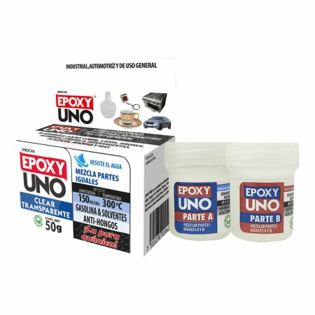 Adhesivo epoxi bicomponente Fusion Epoxy Black Label Unoc40 Universal Incoloro 50 g