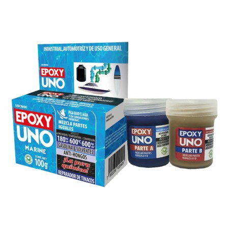 Adhesivo epoxi bicomponente Fusion Epoxy Black Label Unom98 Universal Azul marino 100 g