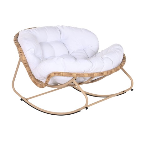 Mecedora Home ESPRIT Blanco Marrón Acero 108 x 108 x 80 cm