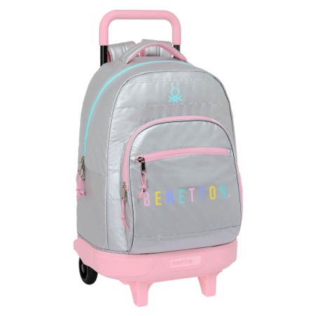 Cartable à roulettes Benetton Silver Rembourré Argenté 33 X 45 X 22 cm