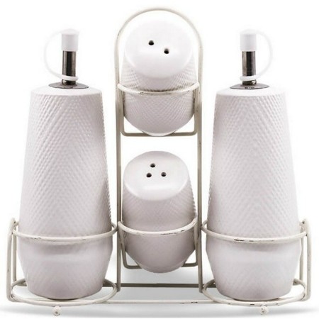 Set de salière et poivrière Feel Maestro MR-20002-04CS Blanc Céramique 5 Pièces