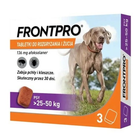 Comprimés FRONTPRO 612474 15 g 3 x 136 mg Convient aux chiens jusqu'à 25-50 kg