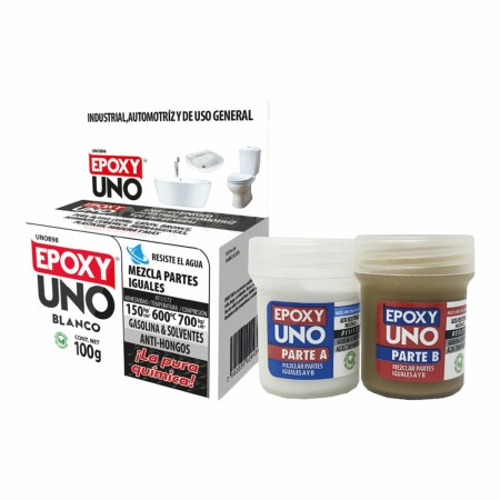 Adhesivo epoxi bicomponente Fusion Epoxy Black Label Unob98 Universal Blanco 100 g